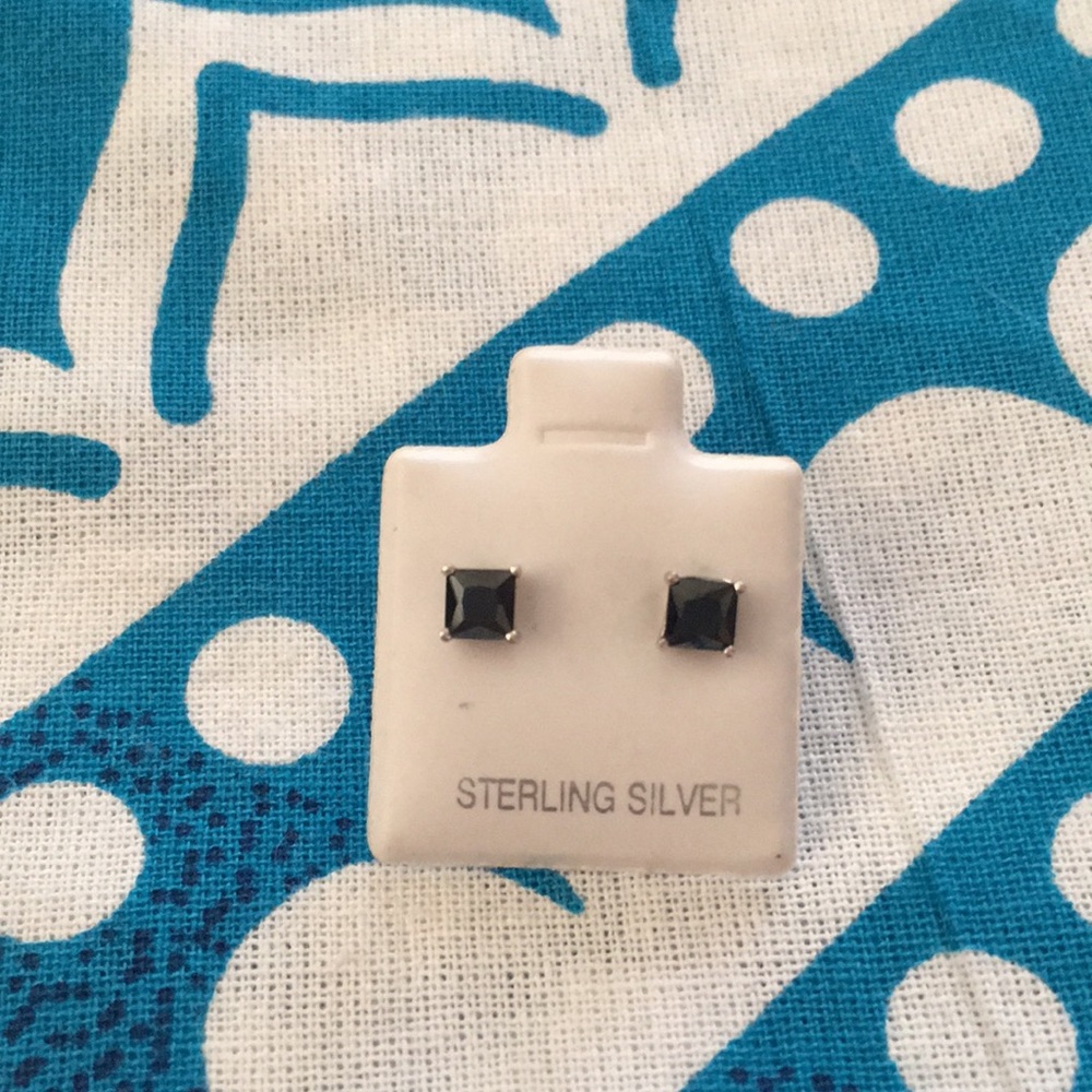 Sterling Silver Small Black Studs